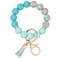 BAOSIWA Silicone Beaded Keychain Wristlet Key Ring Bracelet Cute Green Car Key Chain Holder for Women Girls