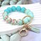 BAOSIWA Silicone Beaded Keychain Wristlet Key Ring Bracelet Cute Green Car Key Chain Holder for Women Girls