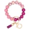 BAOSIWA Silicone Beaded Keychain Wristlet Key Ring Bracelet Cute Plum Car Key Chain Holder for Women Girls