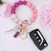 BAOSIWA Silicone Beaded Keychain Wristlet Key Ring Bracelet Cute Plum Car Key Chain Holder for Women Girls