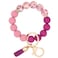 BAOSIWA Silicone Beaded Keychain Wristlet Key Ring Bracelet Cute Plum Car Key Chain Holder for Women Girls