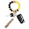 BAOSIWA Sunflower Gifts Women Silicone Keychain Bracelet Beaded Wristlet Key Ring Bangle Chains with Leather Tassel