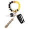 BAOSIWA Sunflower Gifts Women Silicone Keychain Bracelet Beaded Wristlet Key Ring Bangle Chains with Leather Tassel