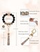 BAOSIWA Women Silicone Bracelet Keychain Wristlet Beaded Key Ring Leopard Bangle Chains with Leather Tassel