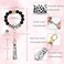 BAOSIWA Women Silicone Keychain Bracelet Beaded Wristlet Key Ring Cow Bangle Chains with Leather Tassel