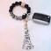 BAOSIWA Women Silicone Keychain Bracelet Beaded Wristlet Key Ring Cow Bangle Chains with Leather Tassel