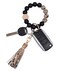 BAOSIWA Women Silicone Keychain Bracelet Beaded Wristlet Key Ring Snakeskin Bangle Chains with Leather Tassel