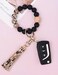 BAOSIWA Women Silicone Keychain Bracelet Beaded Wristlet Key Ring Snakeskin Bangle Chains with Leather Tassel