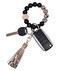 BAOSIWA Women Silicone Keychain Bracelet Beaded Wristlet Key Ring Snakeskin Bangle Chains with Leather Tassel