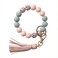 BIHRTC Key Ring Bracelet Car Keychain Holder Wristlet Silicone Women Beaded Bangle ChainsLight Pink25 inch
