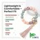 BIHRTC Key Ring Bracelet Car Keychain Holder Wristlet Silicone Women Beaded Bangle ChainsLight Pink25 inch