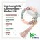 BIHRTC Key Ring Bracelet Car Keychain Holder Wristlet Silicone Women Beaded Bangle ChainsLight Pink25 inch