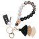 Bisanzoya Beaded Keychain with Tassel Silicone Key Ring Bracelet Cute Boho Car Key Chain Wristlet for Women Beaded Light Leopard