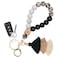 Bisanzoya Beaded Keychain with Tassel Silicone Key Ring Bracelet Cute Boho Car Key Chain Wristlet for Women Beaded Light Leopard