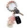 Bisanzoya Beaded Keychain with Tassel Silicone Key Ring Bracelet Cute Boho Car Key Chain Wristlet for Women Beaded pink