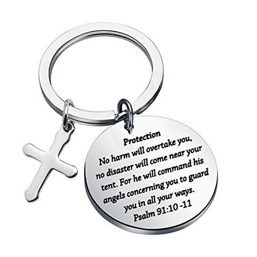 bobauna Bible Verse Keychain Psalm 91 protection Psalm 911011 keychain