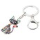 BONSNY Enamel Alloy Chain Cat Key Chains For Women Car Purse Handbag Charms Grey