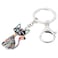 BONSNY Enamel Alloy Chain Cat Key Chains For Women Car Purse Handbag Charms Grey