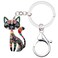BONSNY Enamel Alloy Chain Cat Key Chains For Women Car Purse Handbag Charms Grey