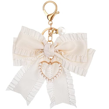 Styquenzer Bow Purse Keychain Charm Bow Keychain Bag Charms for Women Bow Keychain Pearl Wristlet Keychain Backpack Charm Keychain Cute Handbag Purse Charms Accessories Charms for Purses Key Chains Ca