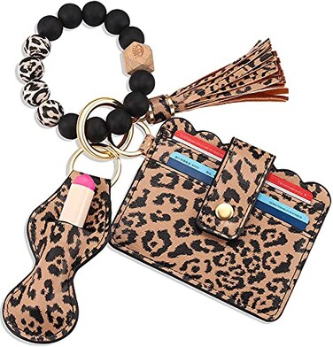BVGA Wristlet Keychain Bracelet Wallet Silicone Bead keyring Bangle for Women