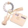 BVGA Wristlet Keychain Bracelet Wallet Silicone Bead keyring Bangle for Women Offwhite