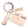 BVGA Wristlet Keychain Bracelet Wallet Silicone Bead keyring Bangle for Women Offwhite