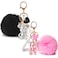 YOU WIZV Cute Keychain 2PCBlack Pink Teddy Bear KeychainBling Keychains for Women and Puff Ball key chains for Car KeysBackpack Charmgirl Pom Pom Keychain