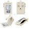 Cynure Women Leather RFID Blocking Card Holder Slim Small Zipper Keychain Front Pocket Wallet with 2 ID Window beige