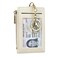 Cynure Women Leather RFID Blocking Card Holder Slim Small Zipper Keychain Front Pocket Wallet with 2 ID Window beige