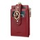 Cynure Women Leather RFID Blocking Card Holder Slim Small Zipper Keychain Front Pocket Wallet with 2 ID Window red