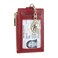 Cynure Women Leather RFID Blocking Card Holder Slim Small Zipper Keychain Front Pocket Wallet with 2 ID Window red