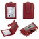 Cynure Women Leather RFID Blocking Card Holder Slim Small Zipper Keychain Front Pocket Wallet with 2 ID Window red