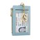 Cynure Women Leather RFID Blocking Card Holder Slim Small Zipper Keychain Front Pocket Wallet with 2 ID Windowlight blue