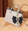 DIFFGYSAN Camellia Flower Big BowKnot keychain Pearl Lucky Number Five Chain Dangle Charm Handbag Purse Charm for Women balck
