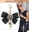 DIFFGYSAN Camellia Flower Big BowKnot keychain Pearl Lucky Number Five Chain Dangle Charm Handbag Purse Charm for Women balck