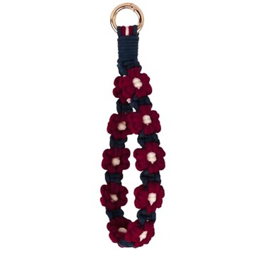 elephtree Boho Macrame Keychain Wristlet Keychain Weave Exquisite Keyring Holder Bracelet Handmade Wrist Lanyard for Women Claret flower