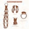 elephtree Boho Macrame Keychain Wristlet Keychain Weave Exquisite Keyring Holder Bracelet Handmade Wrist Lanyard for Women Khaki flower