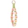 elephtree Boho Macrame Keychain Wristlet Keychain Weave Exquisite Keyring Holder Bracelet Handmade Wrist Lanyard for Women Tender pink flower