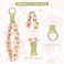 elephtree Boho Macrame Keychain Wristlet Keychain Weave Exquisite Keyring Holder Bracelet Handmade Wrist Lanyard for Women Tender pink flower