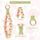 elephtree Boho Macrame Keychain Wristlet Keychain Weave Exquisite Keyring Holder Bracelet Handmade Wrist Lanyard for Women Tender pink flower