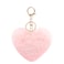FEBD Womens Heart Puffball Keychain Faux Fur Pom Pom Keyholder Bag Accessory Keyring Backpack Charms for Girlslight pink
