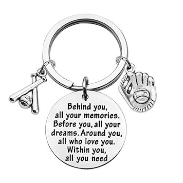 FEELMEM Baseball Keychain Baseball Player Gift Behind You All Memories Before You All Your Dream Keychain Softball Baseball Jewelry Baseball Mom Gift Baseball Keychain