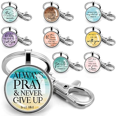 Fumete Christian Keychain Bulk for Women Men Bible Verse Religious Scripture Quote Inspirational Key Rings Gifts for Father18 PcsWatercolor