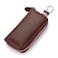 Funny live Genuine Leather Key Holder Bag with 2 Card Slots 6 Hooks Access Card Case for Men Women Brown