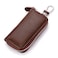 Funny live Genuine Leather Key Holder Bag with 2 Card Slots 6 Hooks Access Card Case for Men Women Brown
