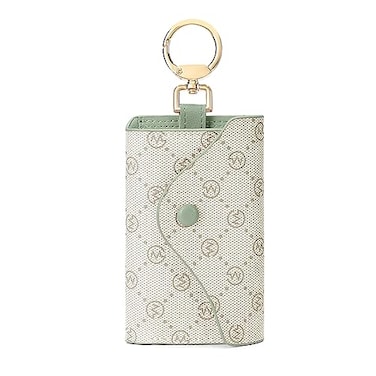GOLF SUPAGS Women PVC Leather Car Key Chain Card Holder Wallet Pouch 6 Hook Snap Closure keys Money Organizer Case Bean GreenAsh Green style2