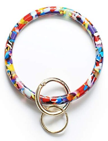 Heesch Bangle Key Ring Bracelet Keychain Key Ring Bracelet for Women Acetate Circle Keyring for Wrist Multi Color