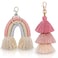 Hicarer 2 Pieces Boho Rainbow Keychains Pom Colorful Pom Tassel Macrame Keychains Car Keyring Holder for Women GiftFresh Color