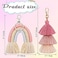 Hicarer 2 Pieces Boho Rainbow Keychains Pom Colorful Pom Tassel Macrame Keychains Car Keyring Holder for Women GiftFresh Color